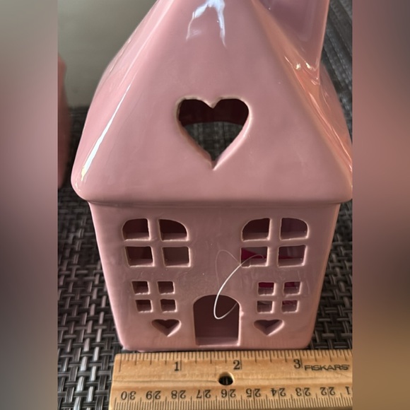 Valentine's Day Beautiful Ceramic Pink Houses & Ceramic Trinket Dish. New. - Picture 6 of 12